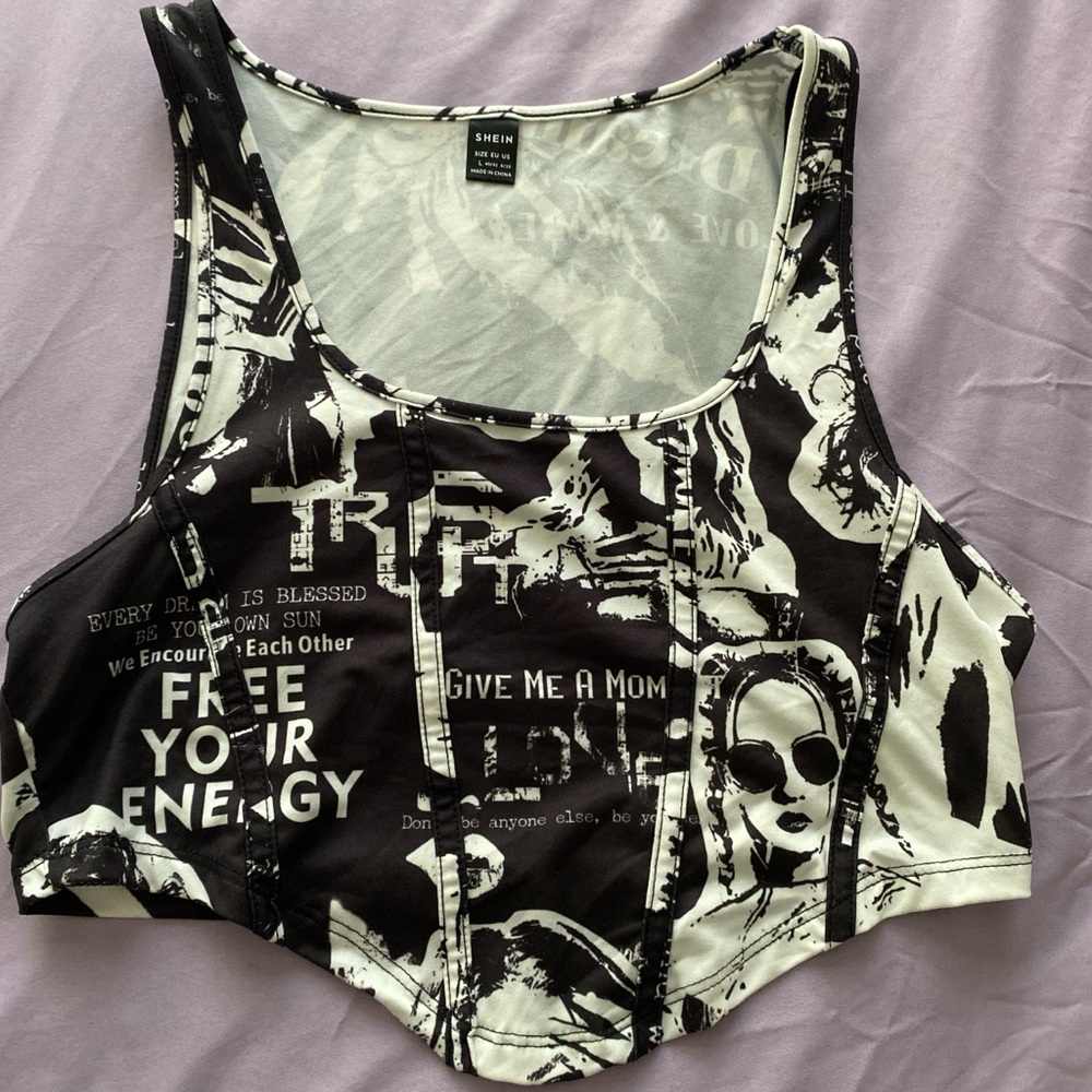 SHEIN Monochrome Graphic Print Tank Top